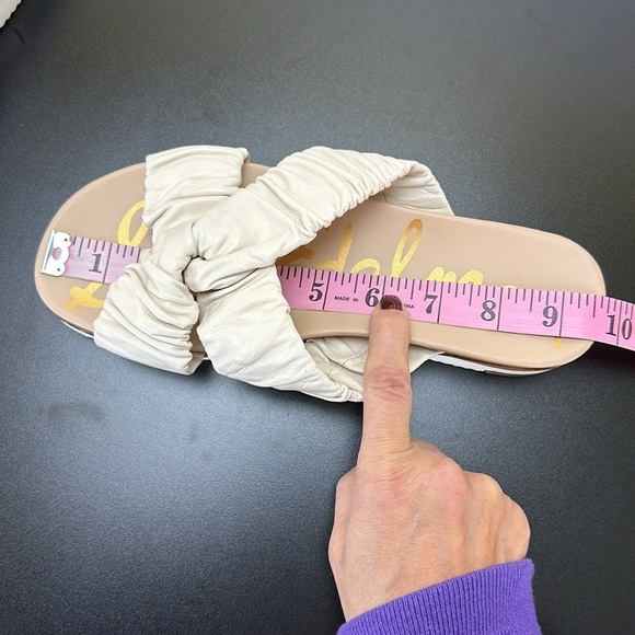 Sam Edelman Aliana Cream Bone Leather Crisscross Slip On Slide Sandals 7.5M - Picture 10 of 14